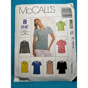 McCalls 8625 Sewing pattern polo shirt long or short sleeve size M L